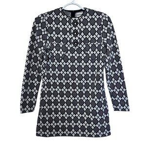 Goldworm Vintage 60s Mini Dress Black White Knit Polyester Size 10 Mod Retro